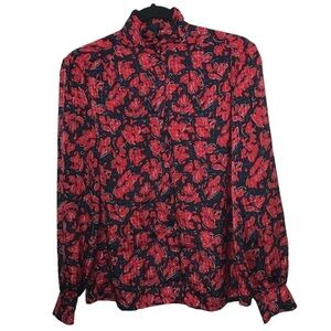 Country Sophisticates By Pendleton Red Floral Button Up Top Vintage